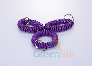 Изготовленный на заказ эластичный Вристбанд Кейчайн простирания катушки, пурпурный спиральный держатель ключа браслета